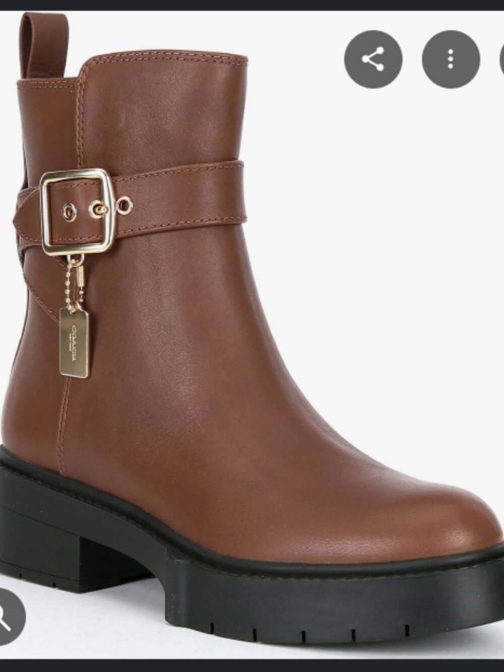 Coach Dark Sable Leather Bootie Boots